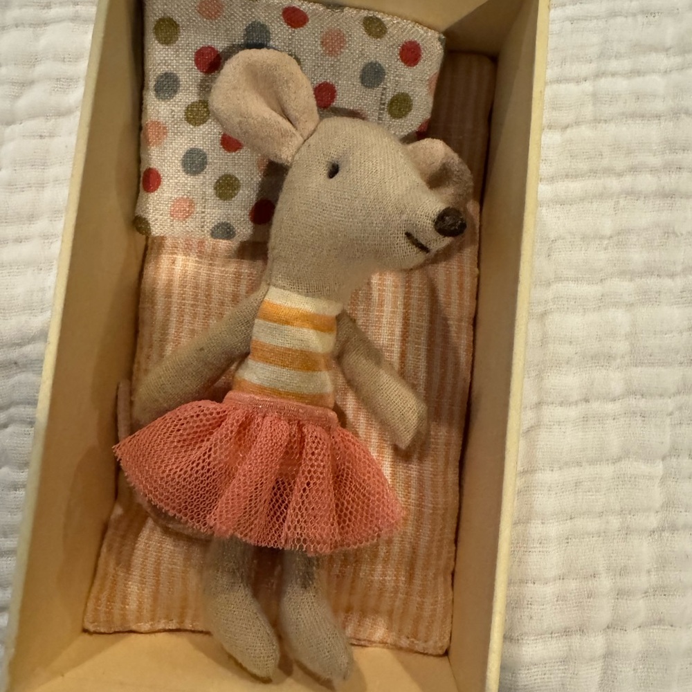 Adorable Maileg Matchbox Mouse with Pink Tutu - Little Sister